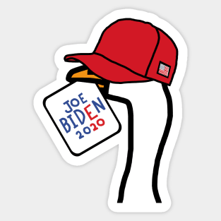 Goose Portrait in Red Hat and Joe Biden Sign Sticker